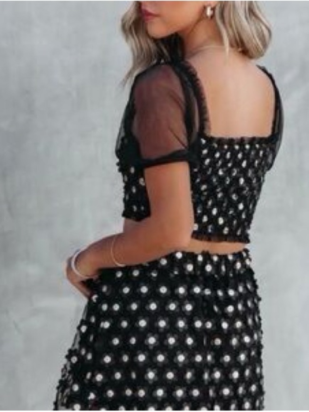 Storia Set | Black Mini Skirt/Top with Gold Floral Embellishments